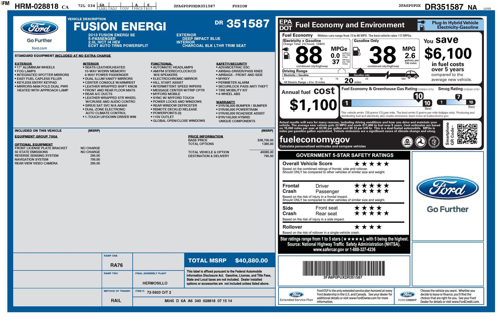 2013 FORD Fusion