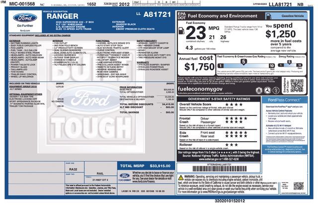 2020 FORD Ranger