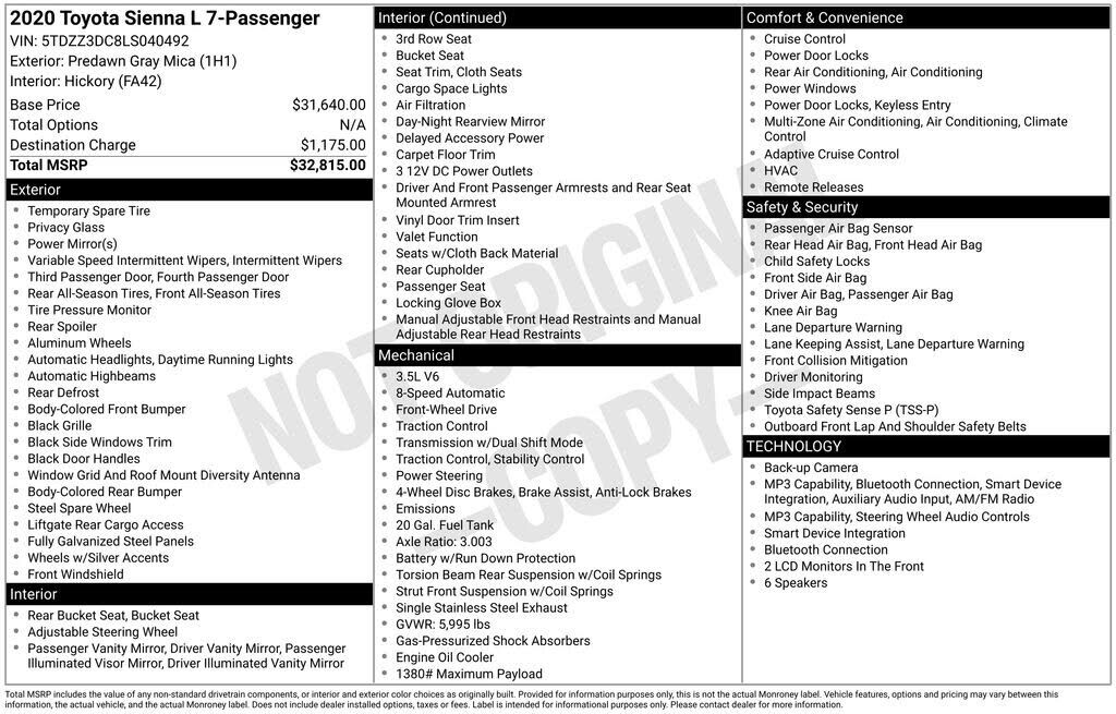 2020 TOYOTA Sienna