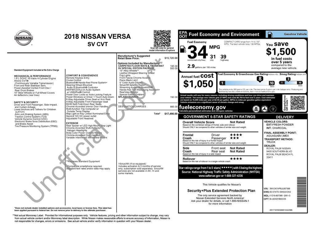 2018 NISSAN Versa