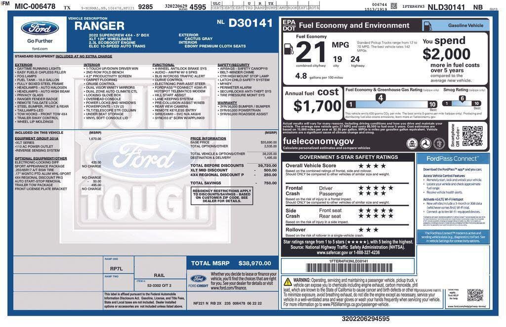 2022 FORD Ranger