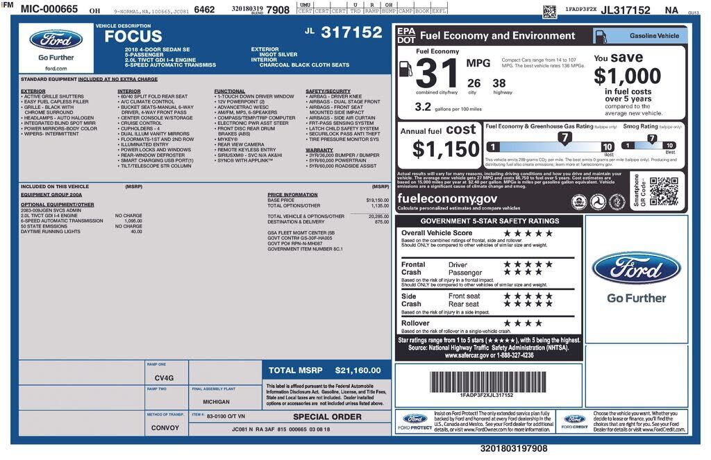 2018 FORD Focus