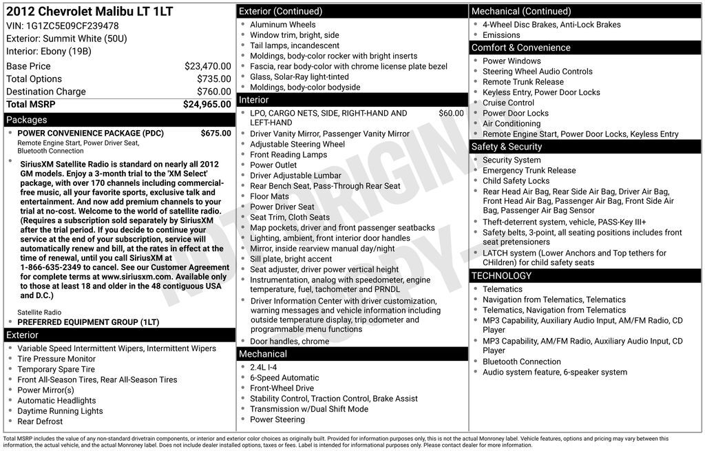 2012 CHEVROLET Malibu