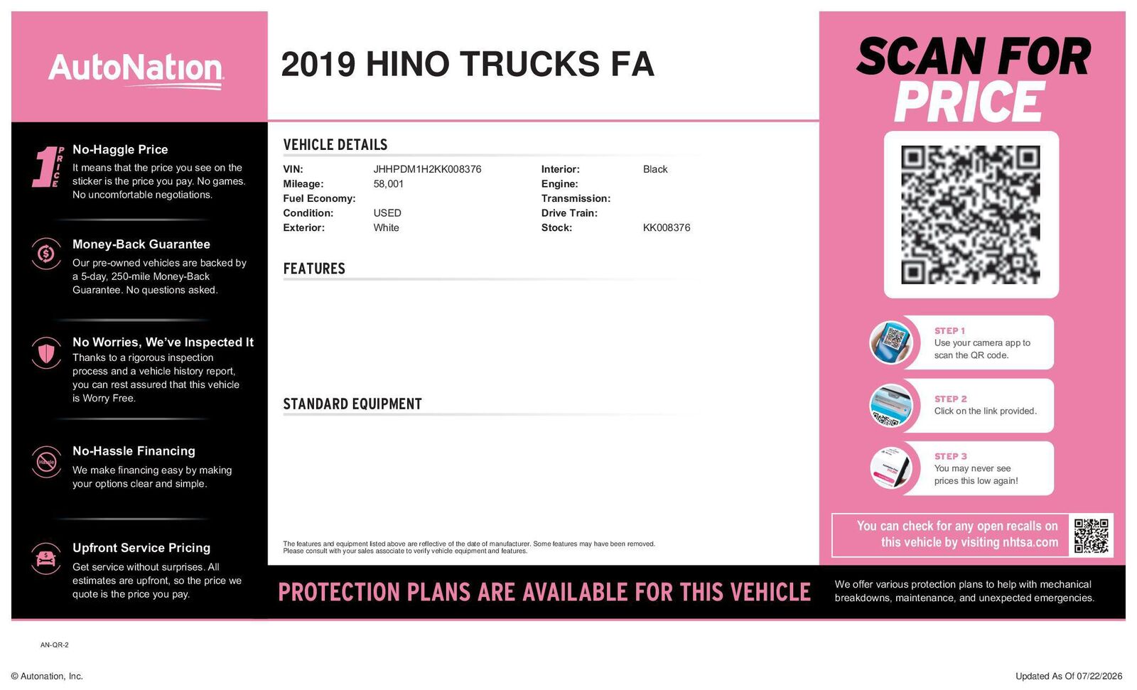 2019 HINO XJC740 / XFC740