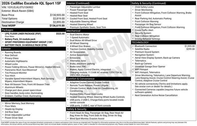 2026 CADILLAC Escalade IQL
