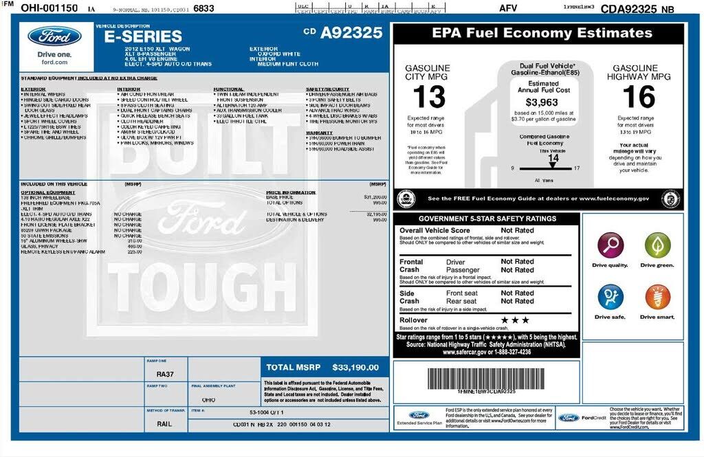 2012 FORD E-150