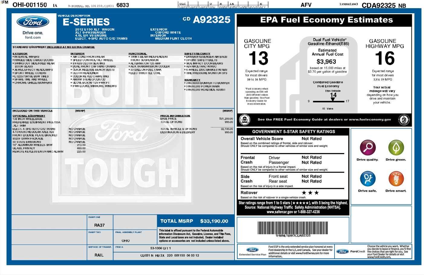 2012 FORD E-150