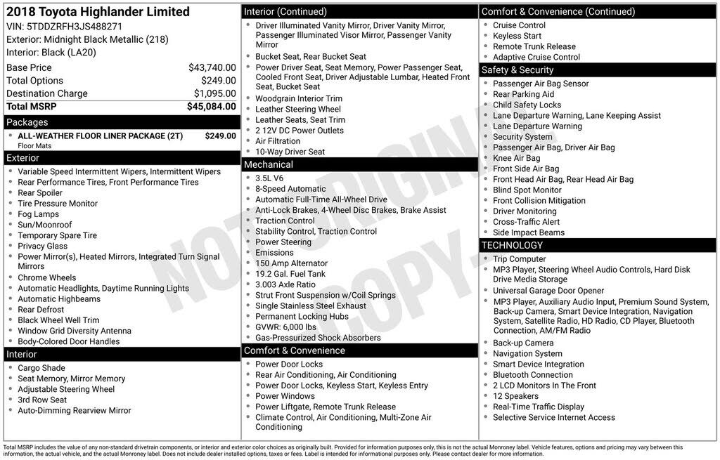 2018 TOYOTA Highlander