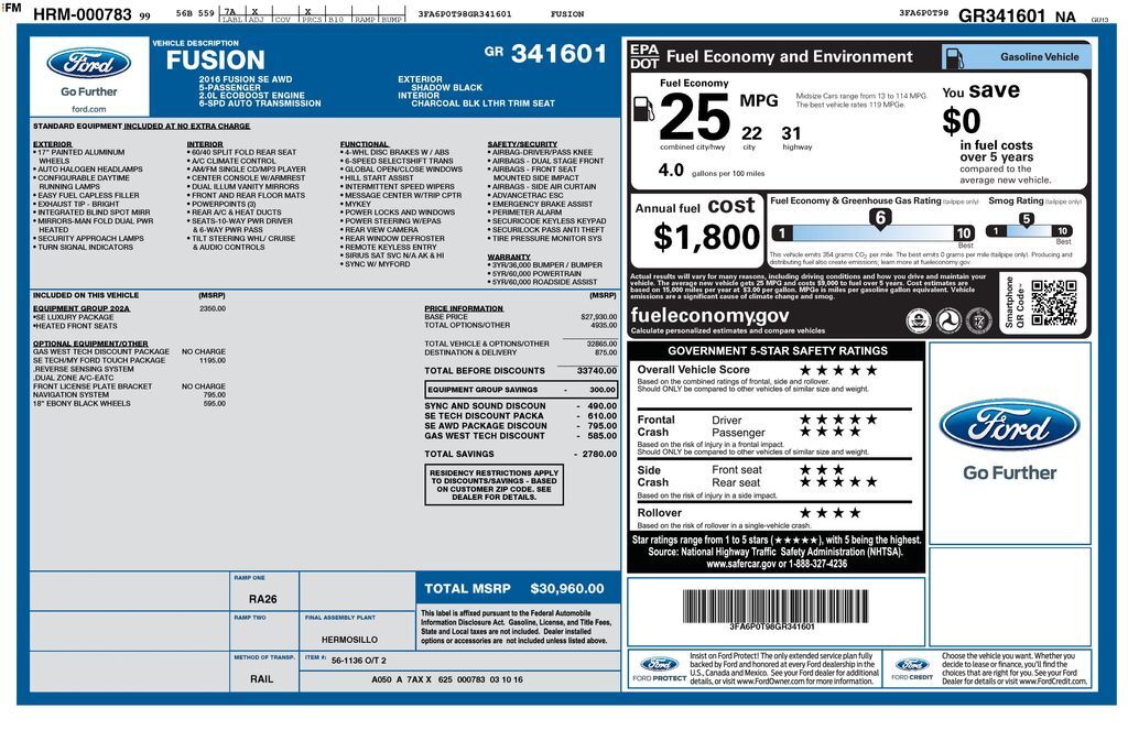 2016 FORD Fusion