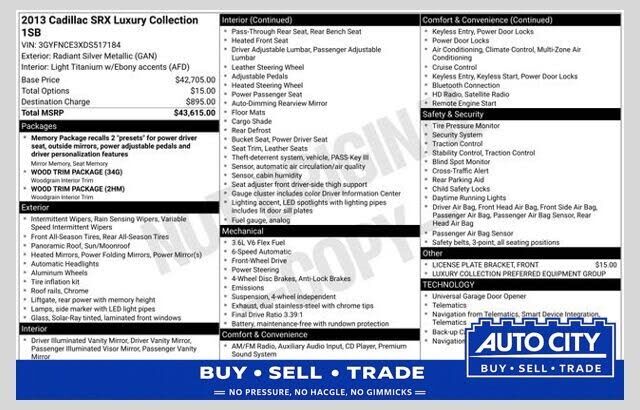 2013 CADILLAC SRX