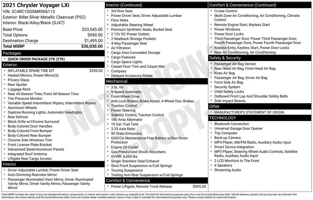 2021 CHRYSLER Voyager