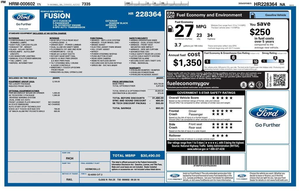 2017 FORD Fusion