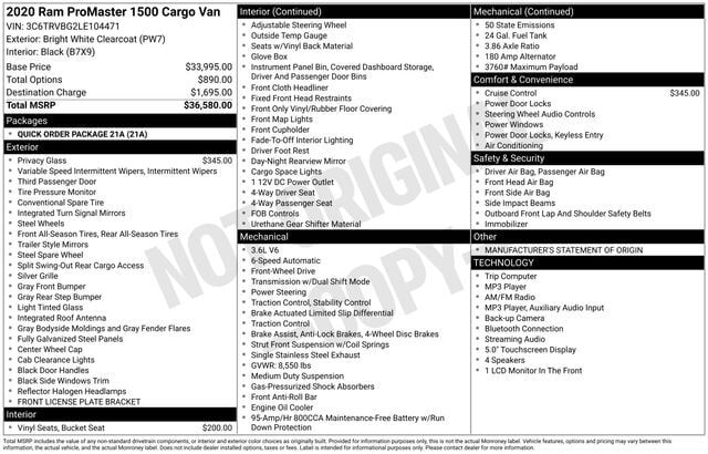 2020 RAM Promaster 1500