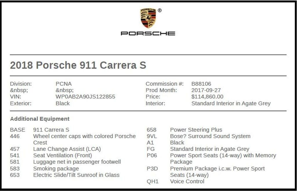 2018 PORSCHE 911