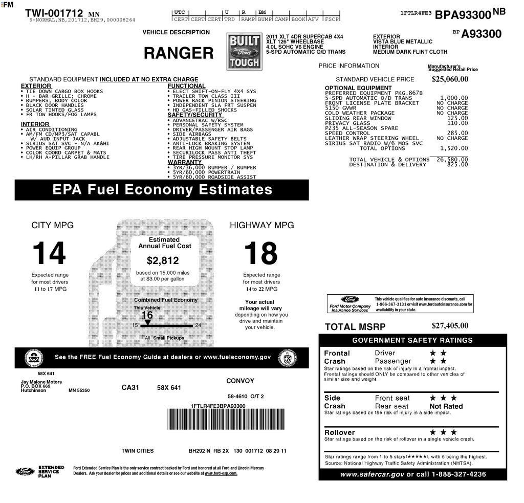 2011 FORD Ranger