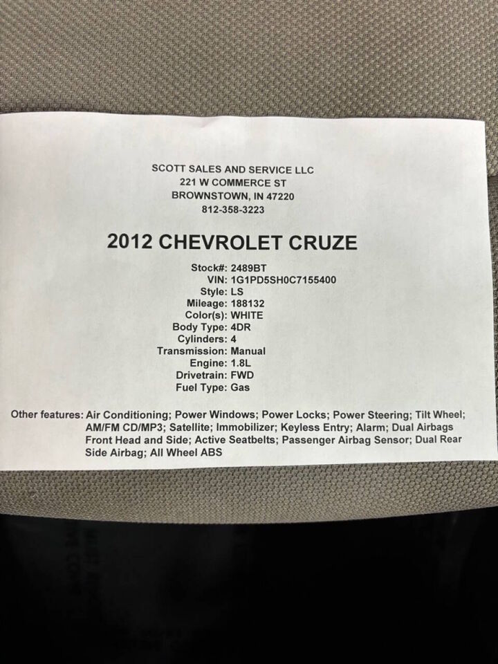 2012 CHEVROLET Cruze