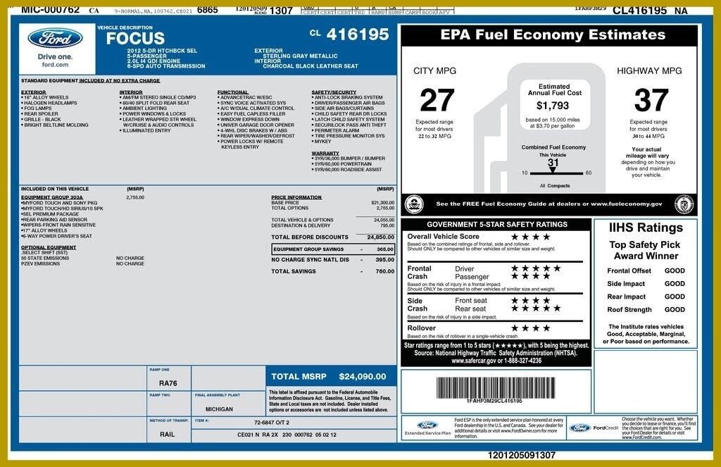 2012 FORD Focus