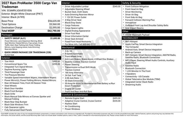 2027 RAM Promaster 3500