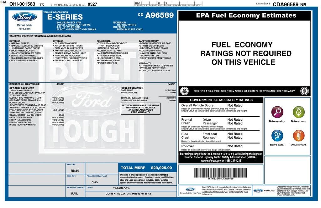 2012 FORD E-250