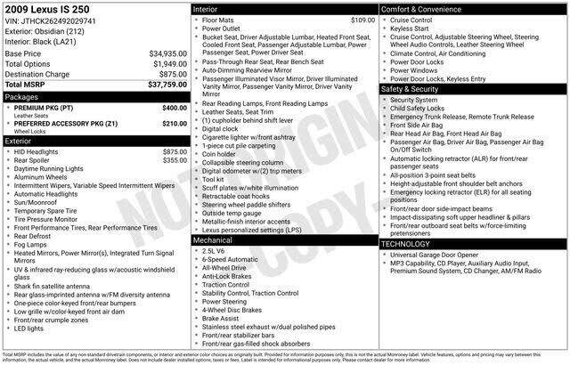 2009 LEXUS IS