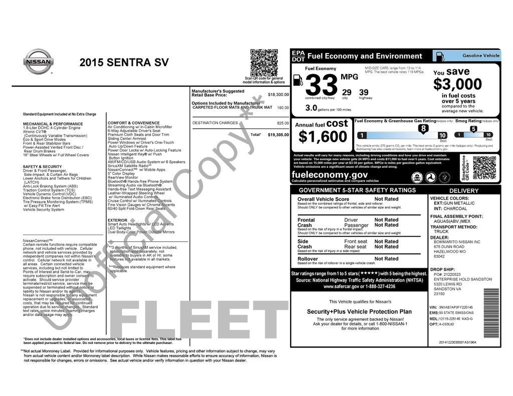 2015 NISSAN Sentra
