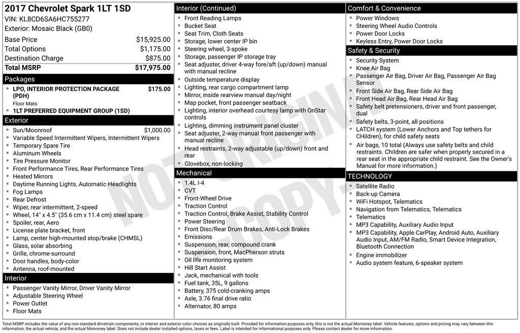 2017 CHEVROLET Spark