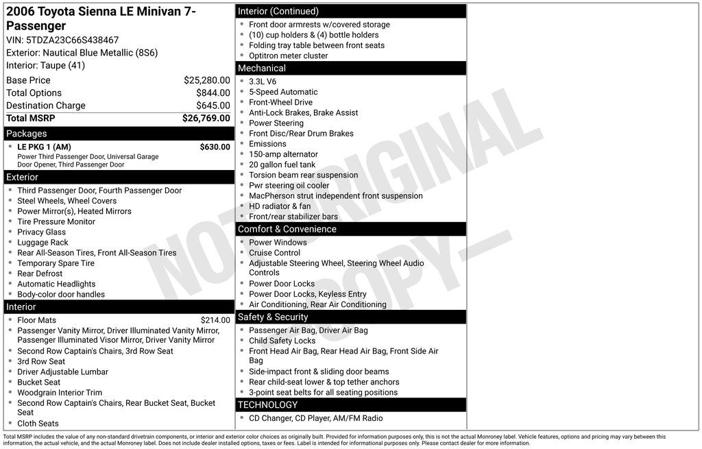 2006 TOYOTA Sienna