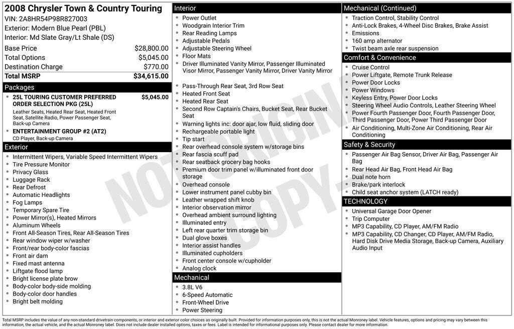 2008 CHRYSLER Town and Country