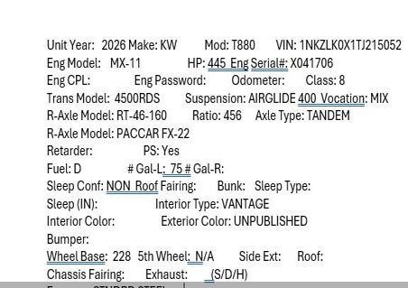 2026 KENWORTH T880