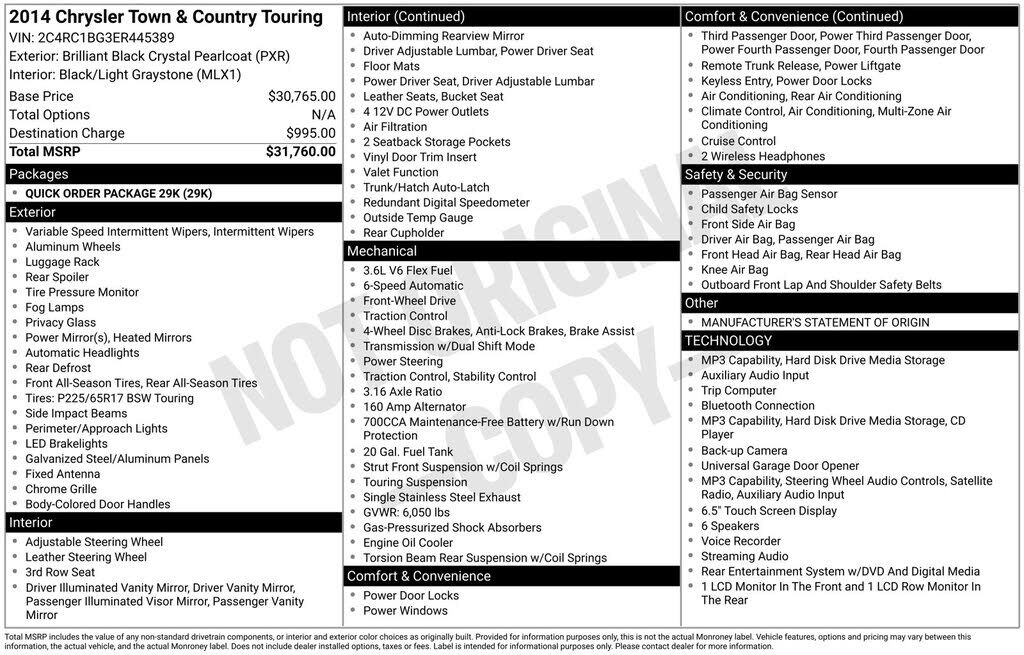 2014 CHRYSLER Town and Country