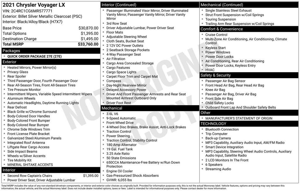 2021 CHRYSLER Voyager
