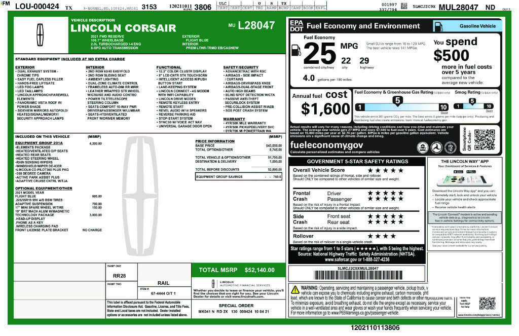 2021 LINCOLN Corsair