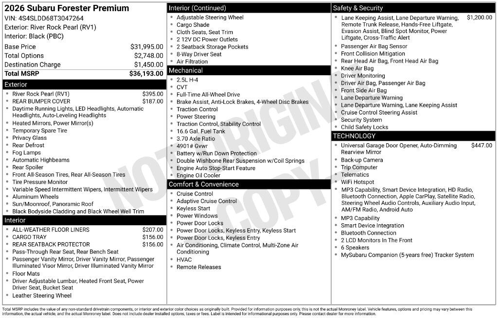2026 SUBARU Forester
