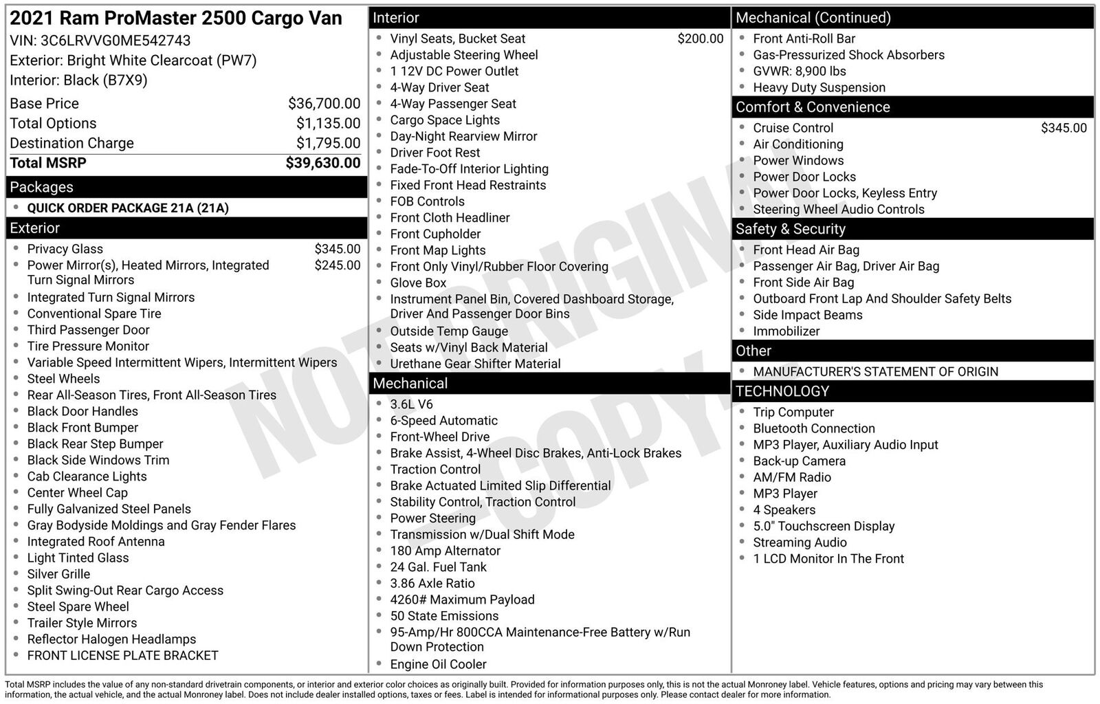 2021 RAM Promaster 2500