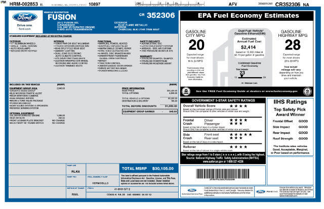 2012 FORD Fusion
