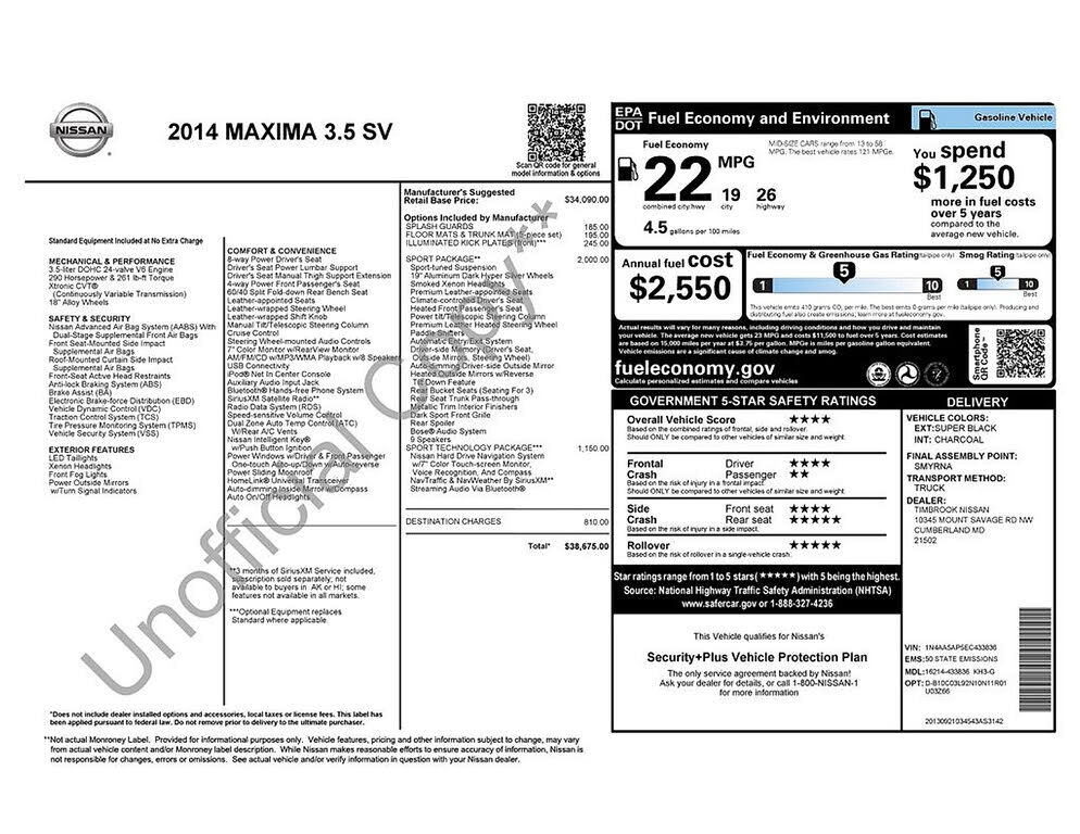 2014 NISSAN Maxima