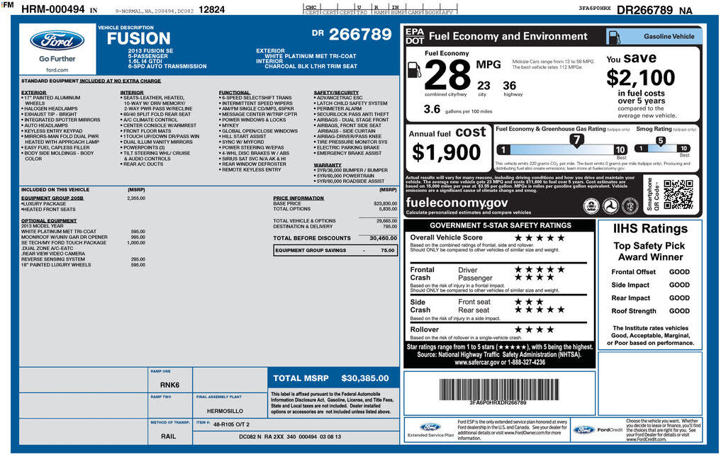 2013 FORD Fusion