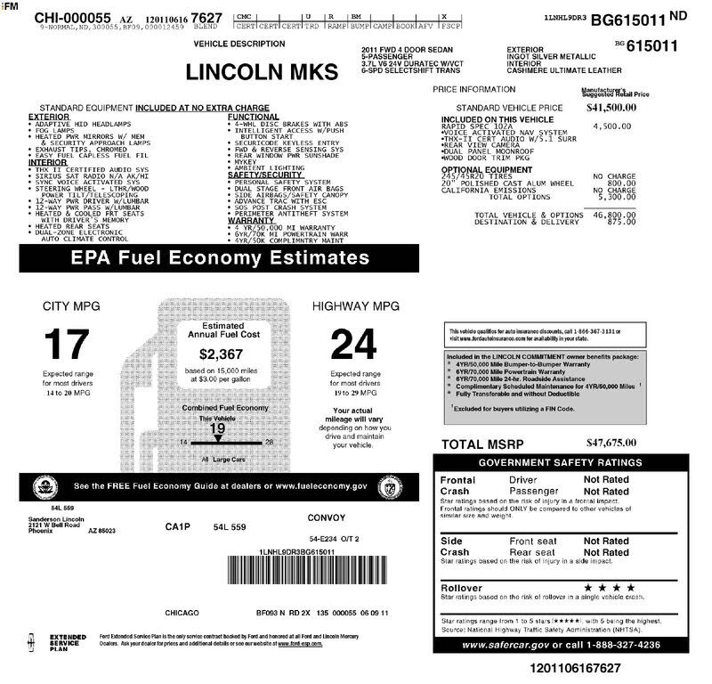2011 LINCOLN MKS