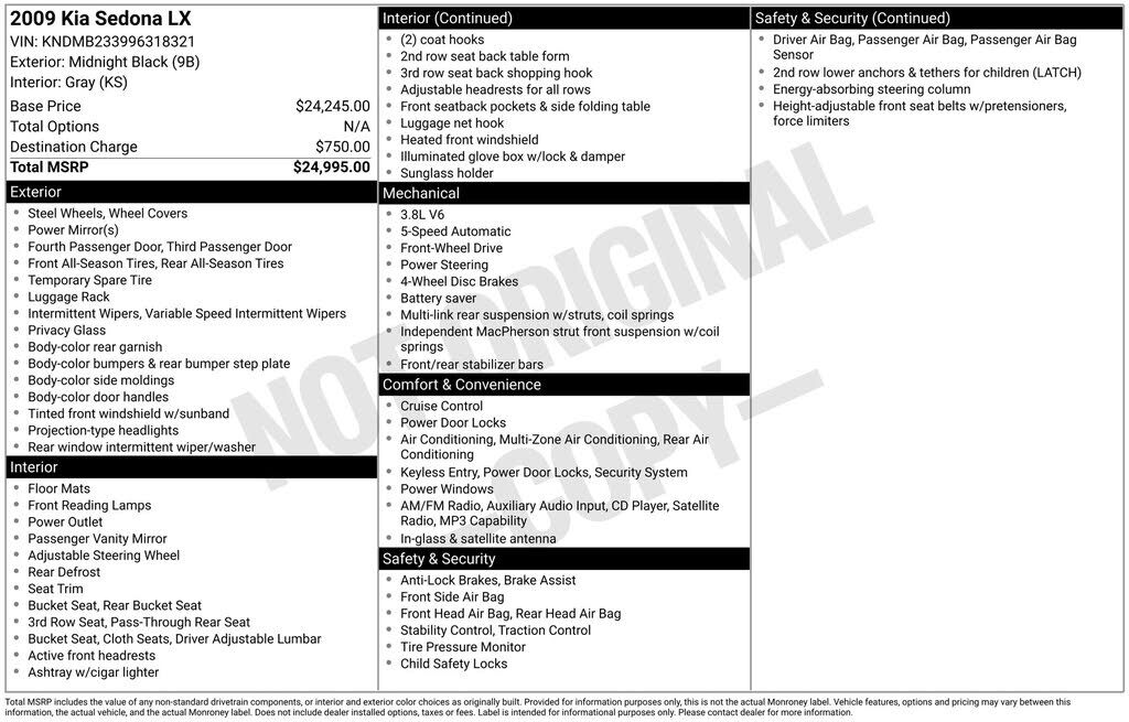 2009 KIA Sedona