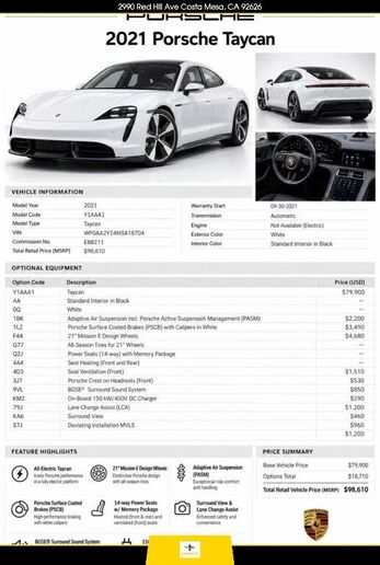 2021 PORSCHE Taycan