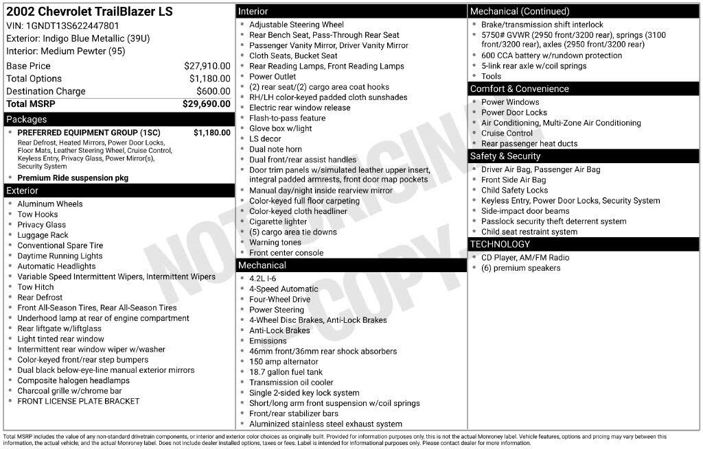2002 CHEVROLET Trailblazer