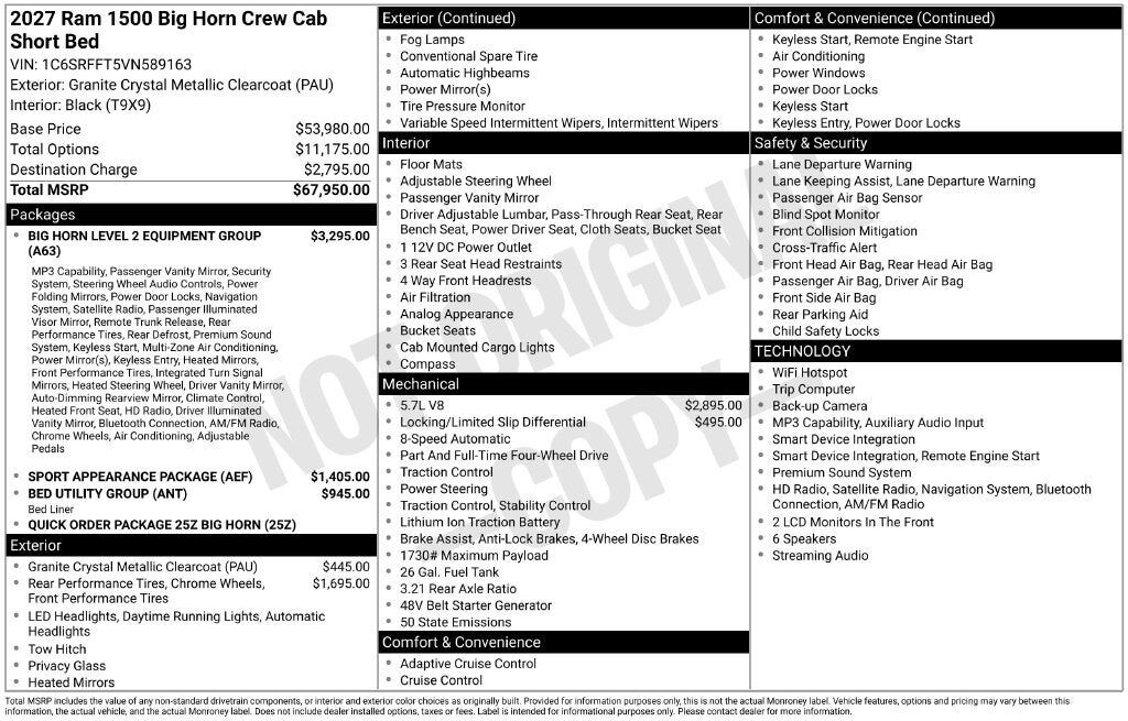 2027 RAM 1500
