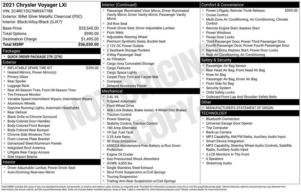 2021 CHRYSLER Voyager