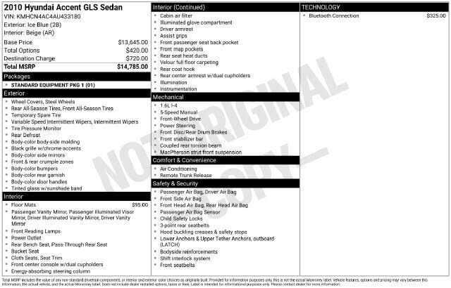2010 HYUNDAI Accent