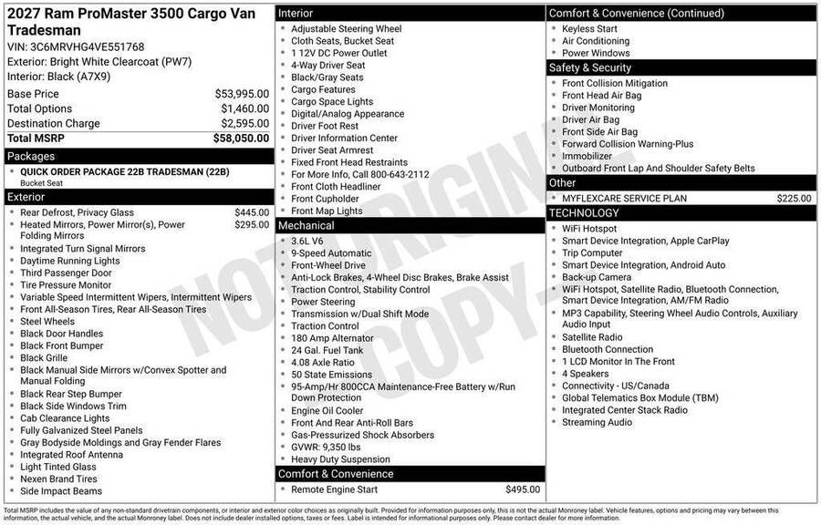2027 RAM Promaster 3500