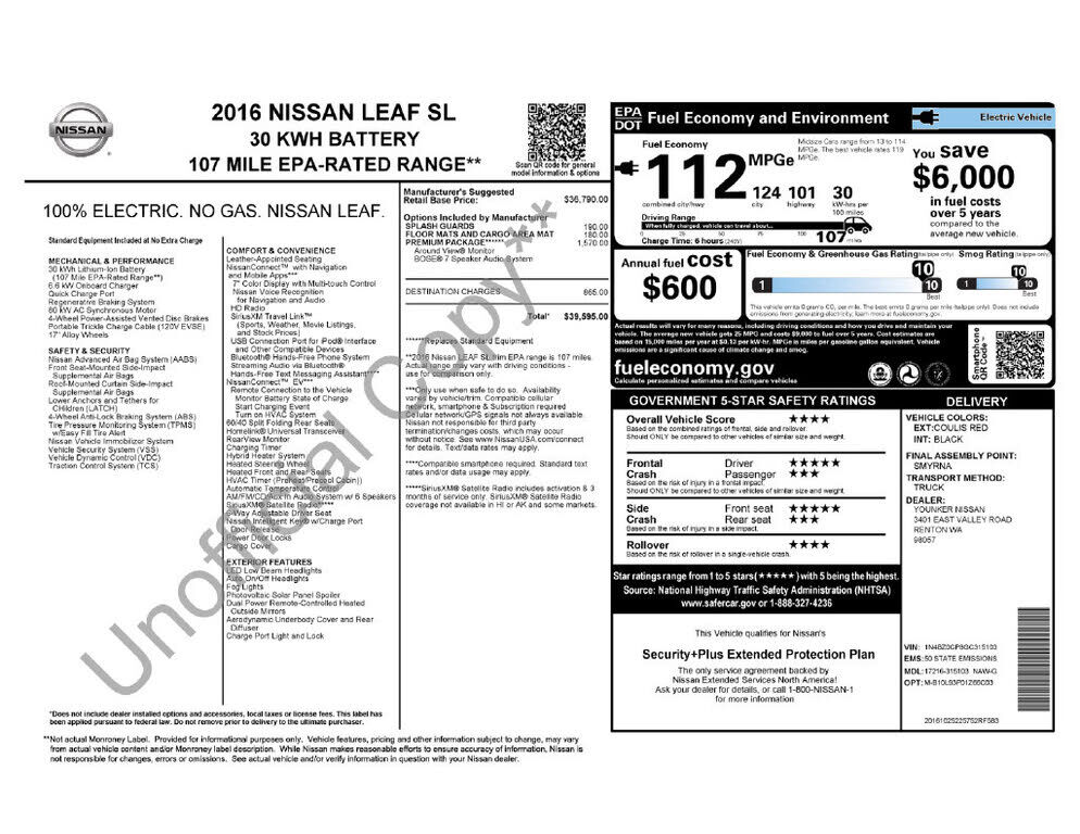 2016 NISSAN Leaf