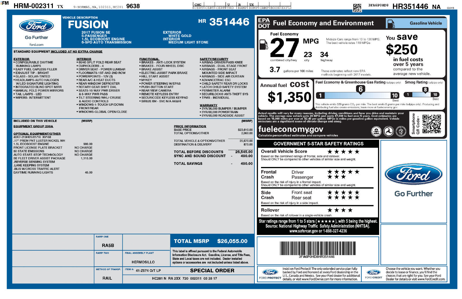 2017 FORD Fusion