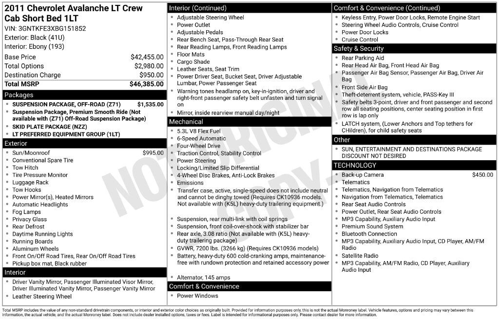 2011 CHEVROLET Avalanche
