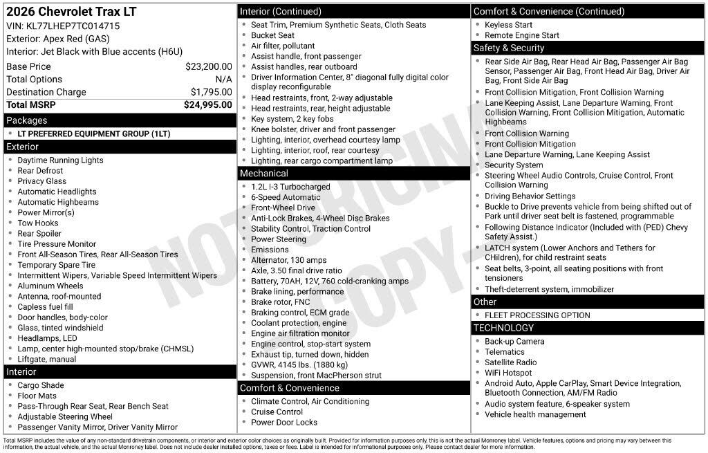 2026 CHEVROLET Trax
