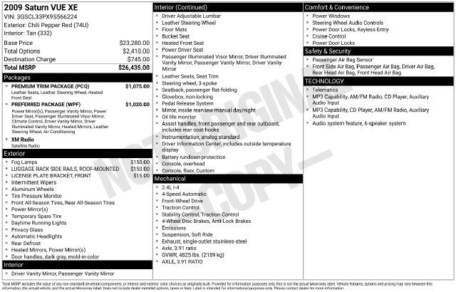 2009 SATURN Vue